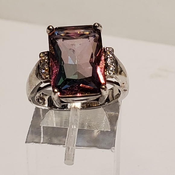 4.3CT PRINCESS CUT MYSTIC TOPAZ RING - Picture 3 of 12